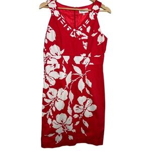 NWT Studio One Red/White High Waist Floral‎ Satin Lined Shift Dress Size 10